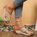 Summer ladies casual round toe cross strap sandals