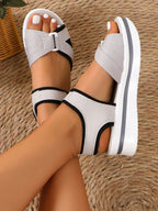 New Women's Autumn Platform Casual Shoes – Color-Block, Flat Sole, Velcro Closure